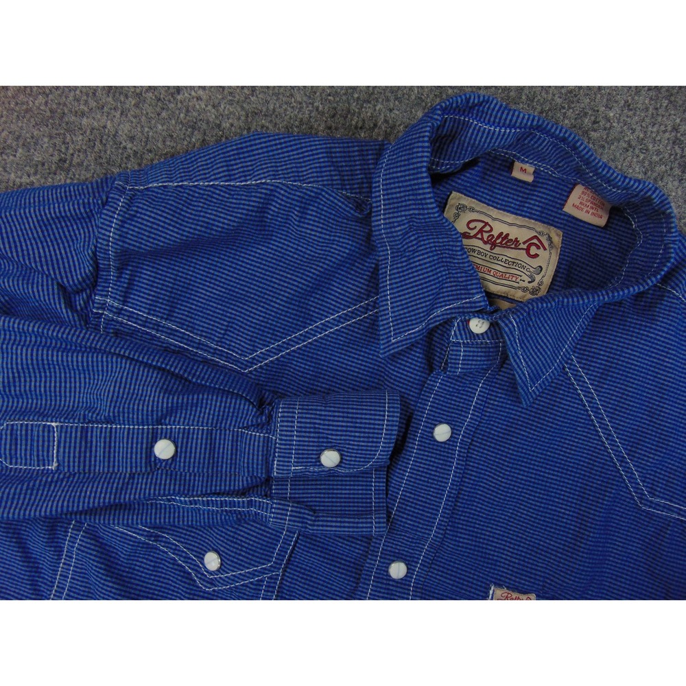 Rafter C Shirt Mens Med Blue‎ Stripe Cowboy Collection Western Snap Rodeo Ranch